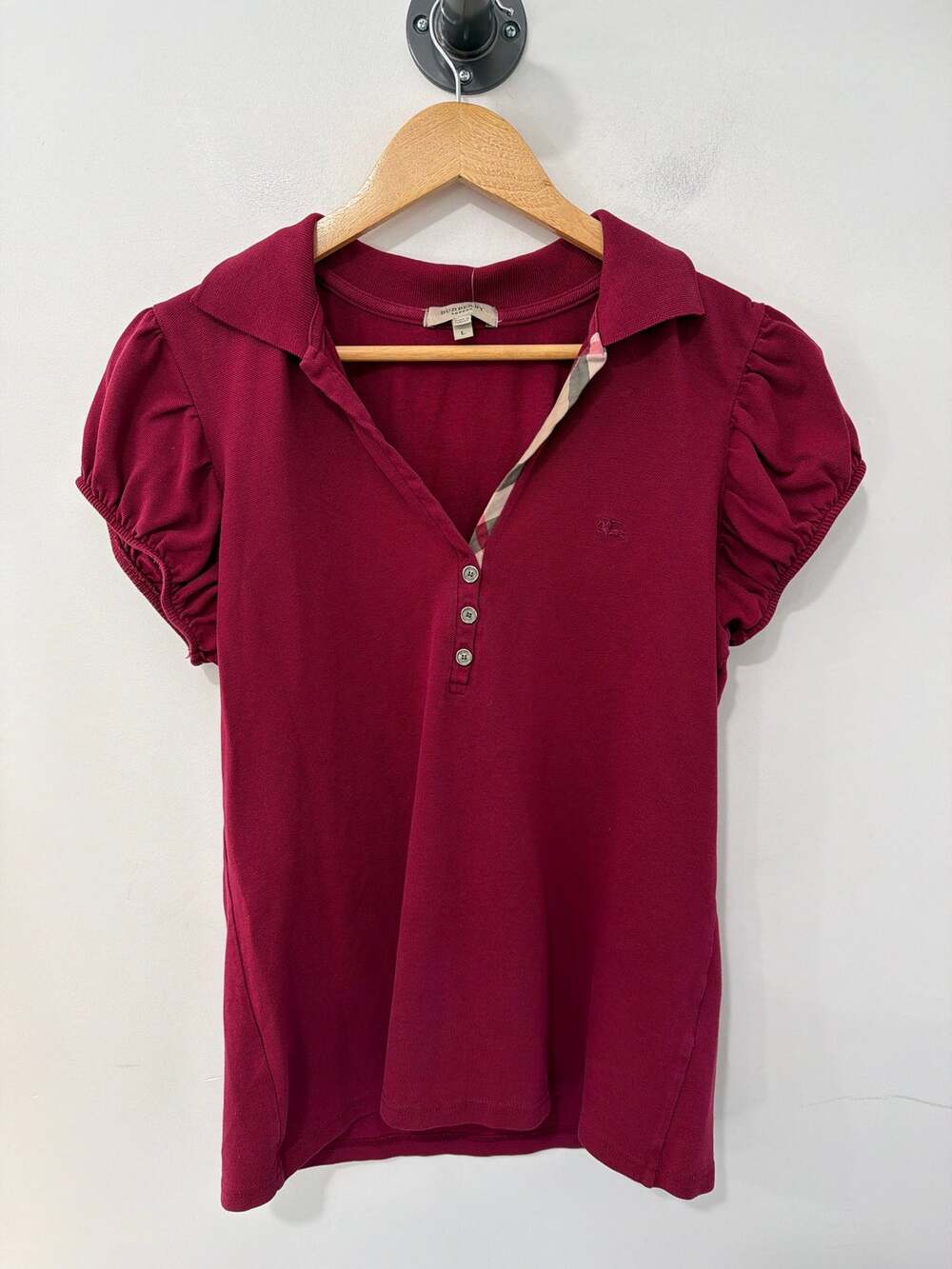 Burberry Polo Shirt Raspberry Red Size L - Picture 1 of 6